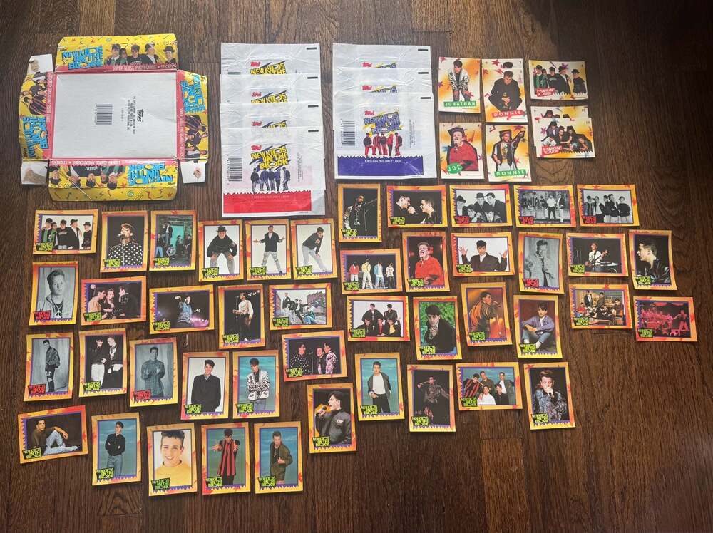 VTG ‘80s New Kids On The Block Card LOT (+ Stickers, Wrapper & Box - 52 pcs)